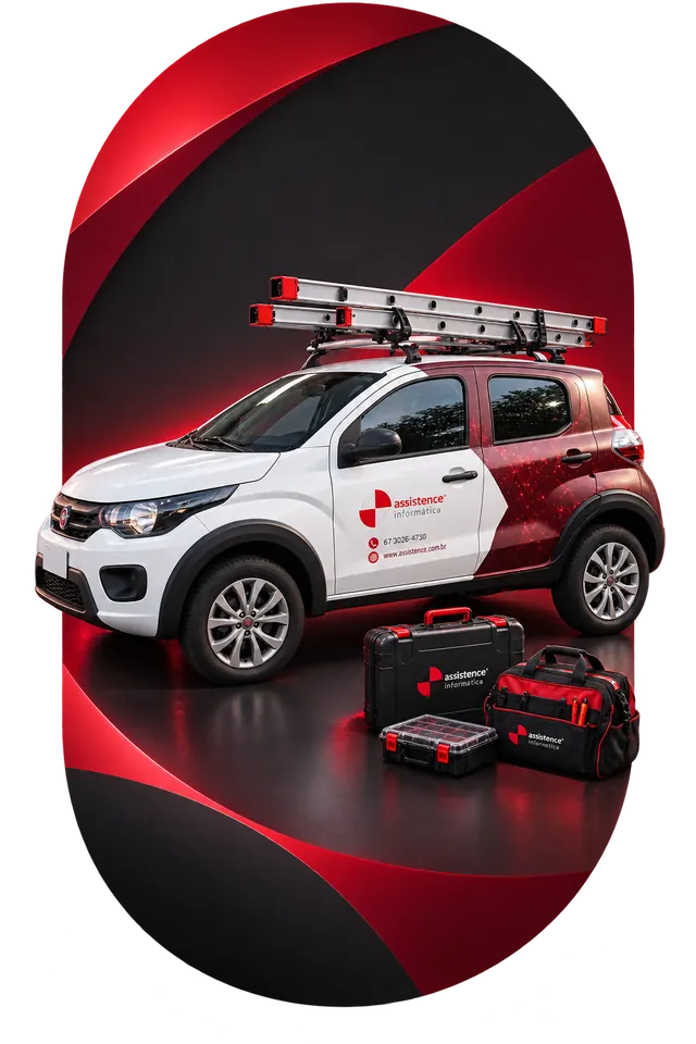 Carro da empresa e maletas de ferramentas ao lado